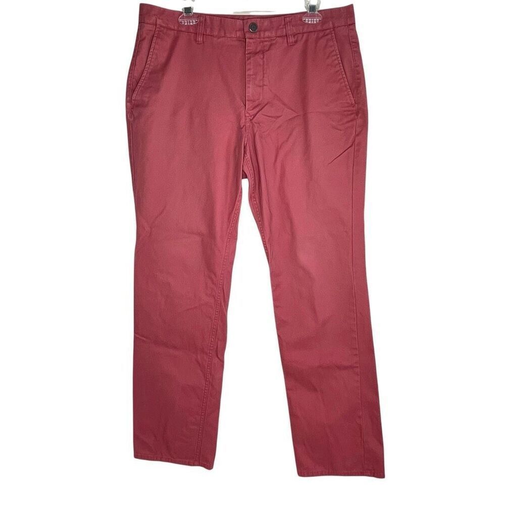 Bonobos Mens Straight Leg Cotton Flat Front Chino Pants Dusty Red Size 35x32